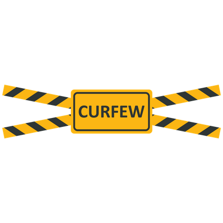 Curfew sign with warning adhesive tape  Illustration