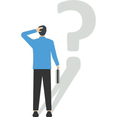 Curious businessman looking at self reflection as question mark  Illustration