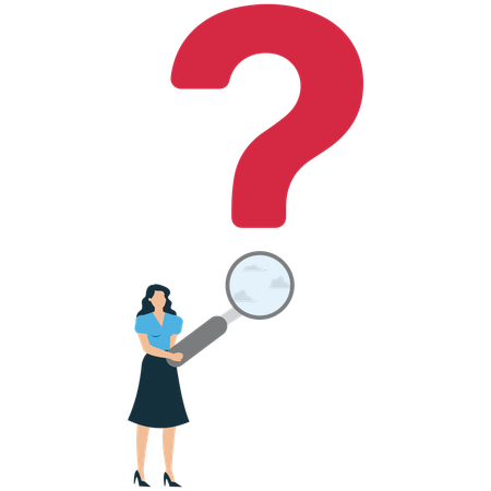 Curious Businesswoman searching for business solution  Illustration