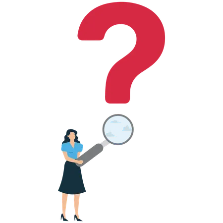 Curious Businesswoman searching for business solution  Illustration