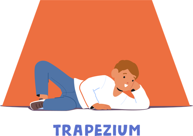 Curious Kid Explores The Trapezium Shape  Illustration