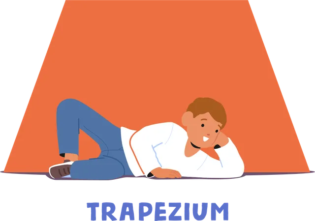 Curious Kid Explores The Trapezium Shape  Illustration