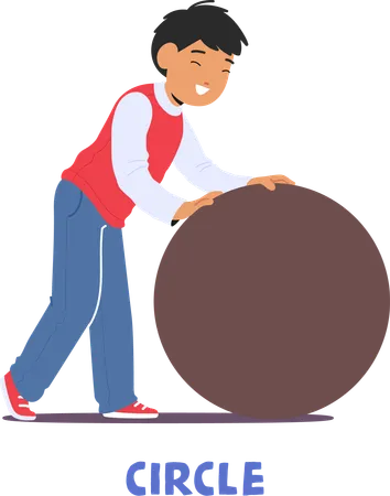 Curious Kid Joyfully Rolls Geometric Circle Exploring The Fascinating World Of Shapes Sparking Excitement And Fostering A Love For Geometry Through Hands On Learning Adventures Vector Illustration Illustration
