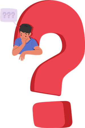 Curious Male With Speech Bubble Inside Of Huge Question Mark  イラスト