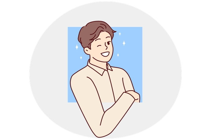 窓から覗く好奇心旺盛な男性  イラスト