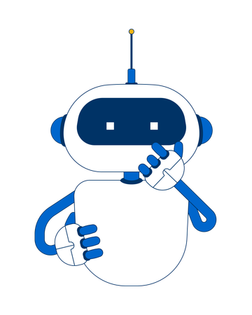 Curious robot holding chin in thought  Illustration