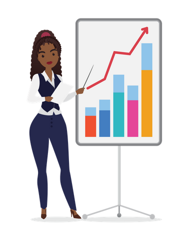 Curley hair businesswoman giving business presentation  Illustration