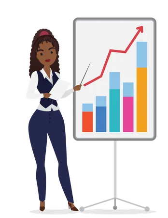Curley hair businesswoman giving business presentation  Illustration