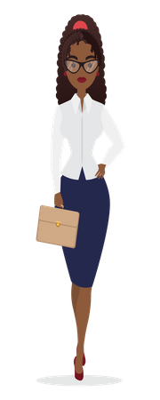 Curley hair girl holding bag  Illustration