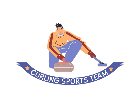 Curlingspieler in Aktion  Illustration