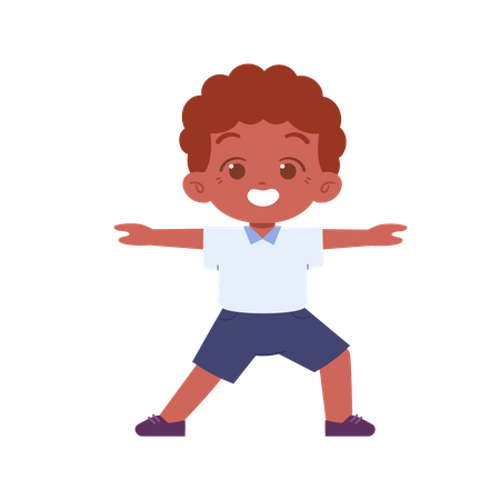 Curly Hair Boy Doing Exercise  Illustration