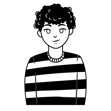 Curly Hair Male  Illustration