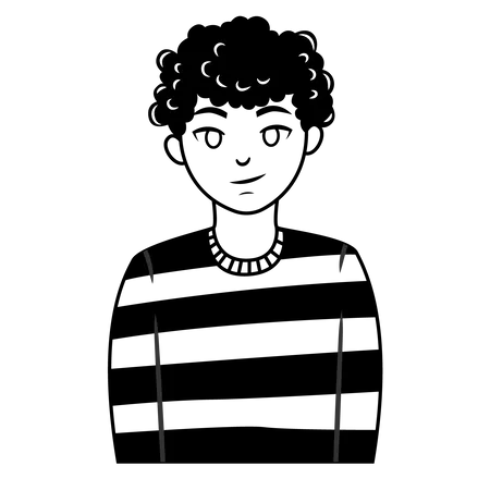 Curly Hair Male  Illustration