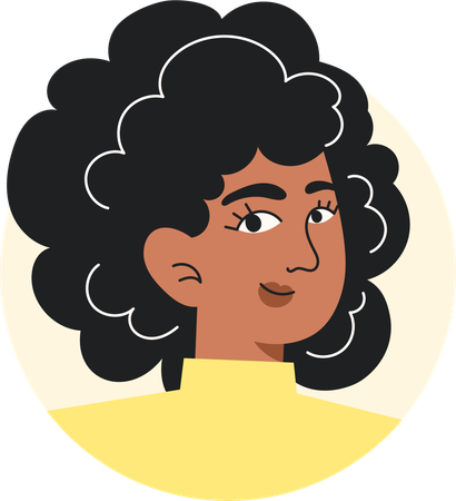 Curly hair woman smiling  Illustration