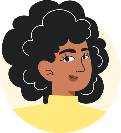 Curly hair woman smiling  Illustration