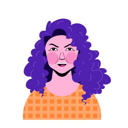 Curly haired girl  イラスト