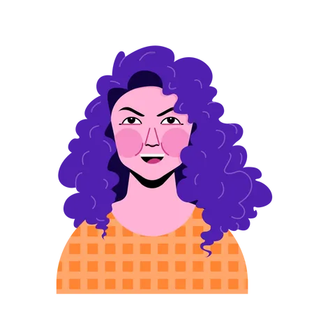 Curly haired girl  イラスト