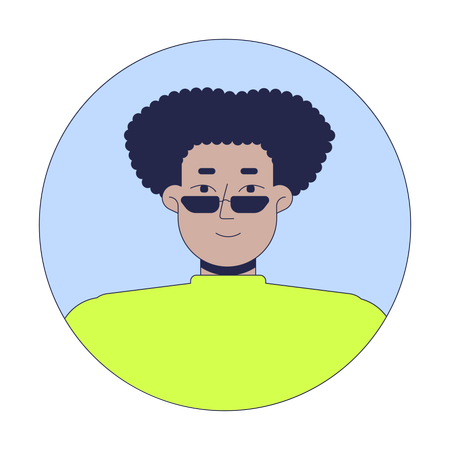 Curly hispanic hair man with sunglasses  Illustration