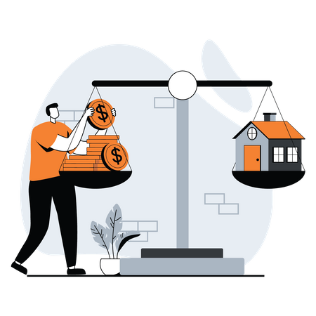 Currency and real estate balance  Illustration