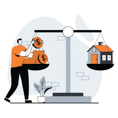 Currency and real estate balance  Illustration