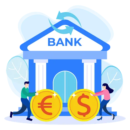Illustration Vector Graphic Cartoon Character Of Currency Exchange Illustration