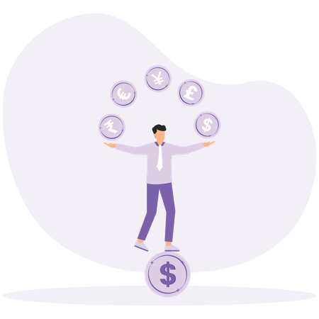 Currency exchange and international money transfer  Illustration