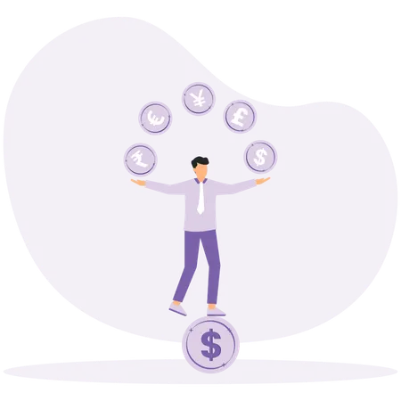 Currency exchange and international money transfer  Illustration