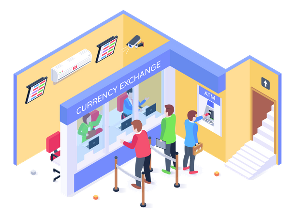 Currency Exchange Office Illustration
