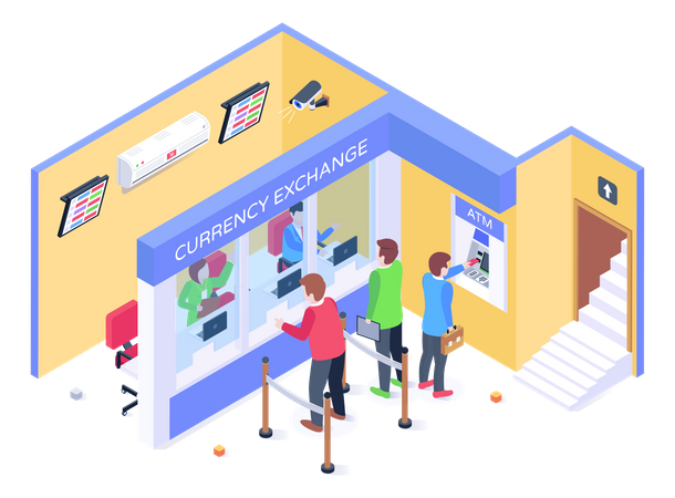 Currency Exchange Office  Illustration