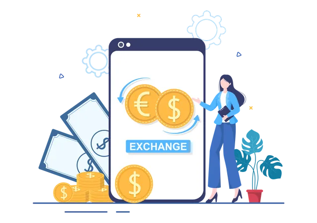 Currency Exchange Services  Illustration