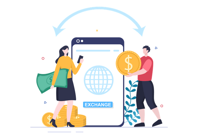 Currency transfer app Illustration