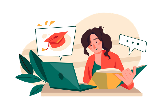 Mulheres fazendo curso de certificado on-line  Ilustração