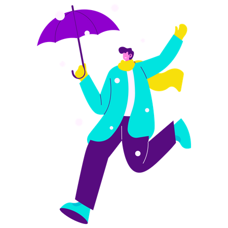 Aproveitando a chuva de neve  Ilustração