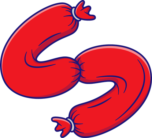 Curved Red Sausage  Illustration