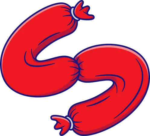 Curved Red Sausage  Illustration