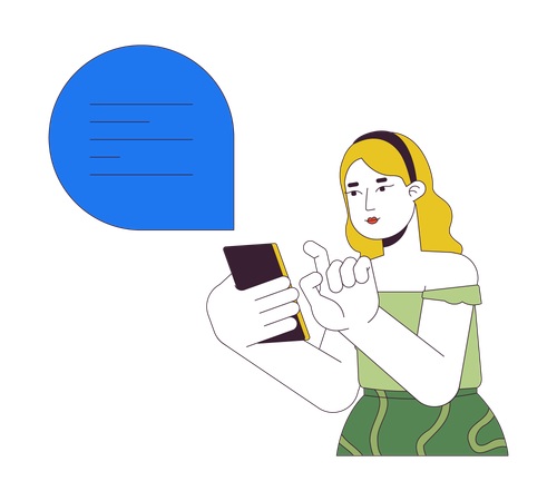 Curvy european woman talking in chat  Illustration