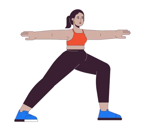 Curvy Middle Eastern Woman Practicing Yoga 2 D Linear Cartoon Character Plus Sized Arab Female Training Isolated Line Vector Person White Background Body Positive Color Flat Spot Illustration Illustration