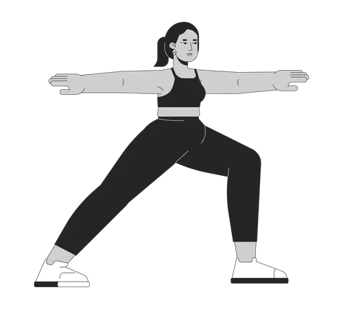 Curvy Middle Eastern Woman Practicing Yoga Black And White 2 D Line Cartoon Character Plus Sized Arab Female Training Isolated Vector Outline Person Body Positive Monochromatic Flat Spot Illustration Illustration