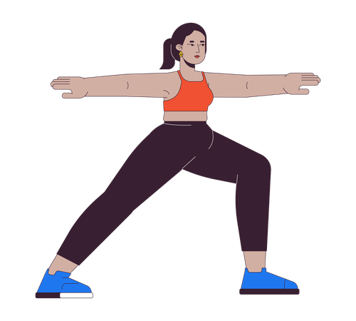 Curvy middle eastern woman practicing yoga  Illustration