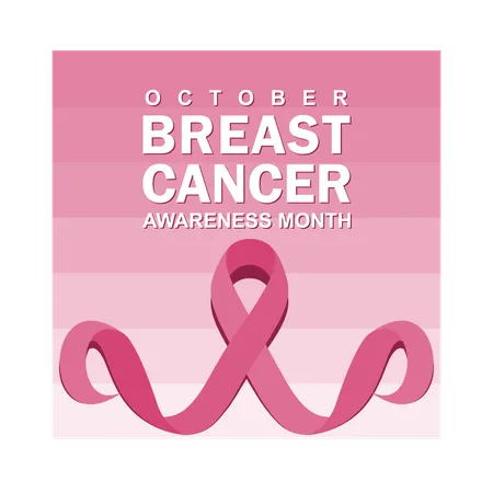 Curvy pink ribbon for Breast Cancer Awareness Day in October  Illustration