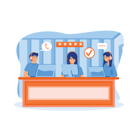 Customer agents provide support to clients  Illustration