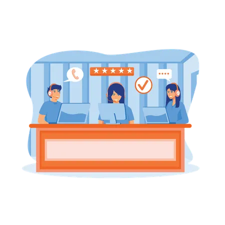 Customer agents provide support to clients  Illustration