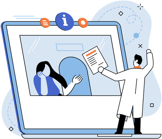 Customer asking for help at help desk  Illustration
