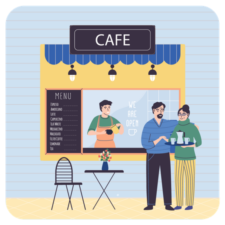 Customer buying coffee from cafe  Illustration
