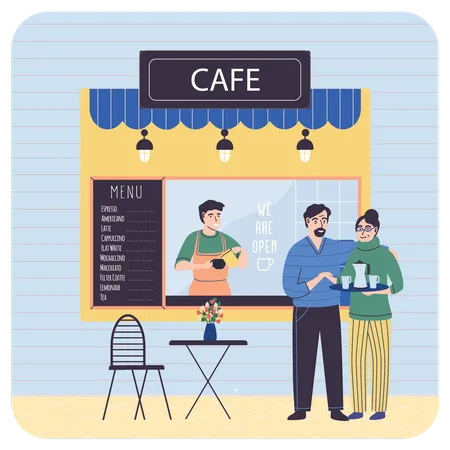 Customer buying coffee from cafe  Illustration