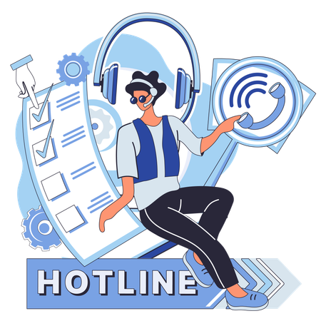 Customer Call Hotline  Illustration