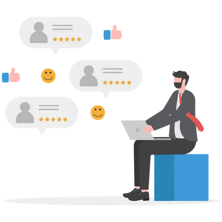Customer care support is reviewing client's feedback  Illustration