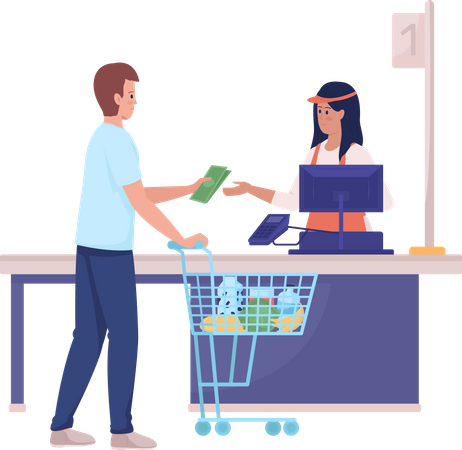 Customer cash payment to cashier  Illustration