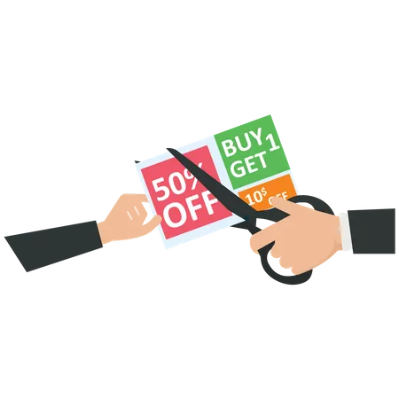 Customer clipping coupons  Illustration