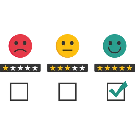 Evaluation Feedback Concept Customer Evaluation Indicator Rating Since Low To High On Blue Background For Client Satisfaction After Use Product And Service Illustration